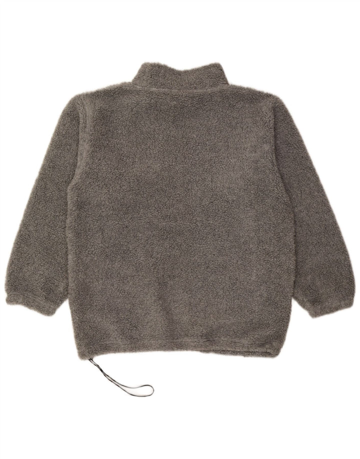 Vintage Mens Fleece Jumper Medium Grey Geometric