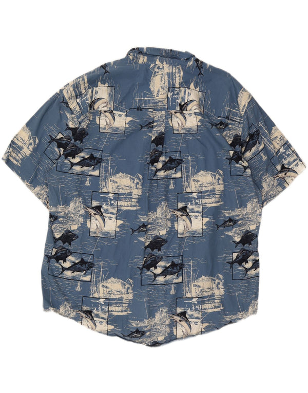 Chemise graphique à manches courtes pour hommes Puritan 2XL en coton bleu
