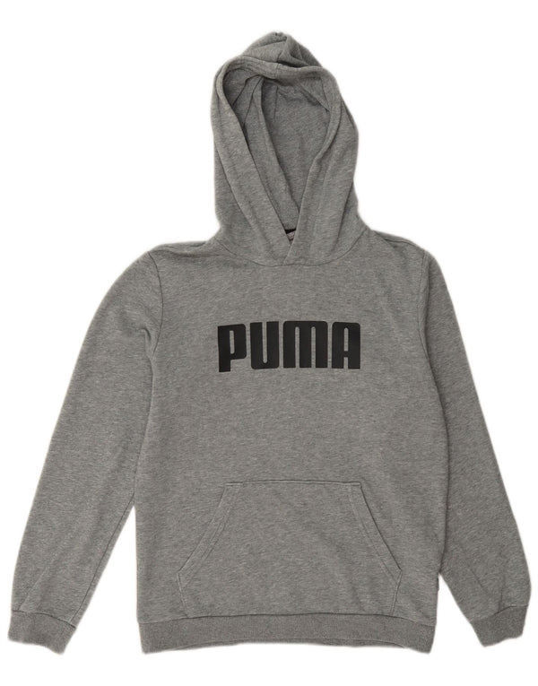Puma Boys Graphic Hoodie Jumper 11-12 Years Grey Cotton