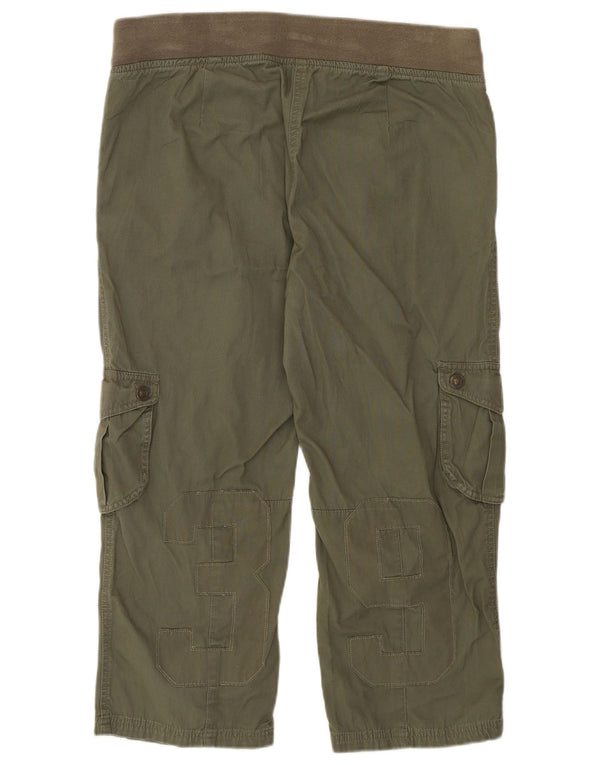 Pantaloni Capri Cargo da donna con grafica Benetton W36 L22 Cachi
