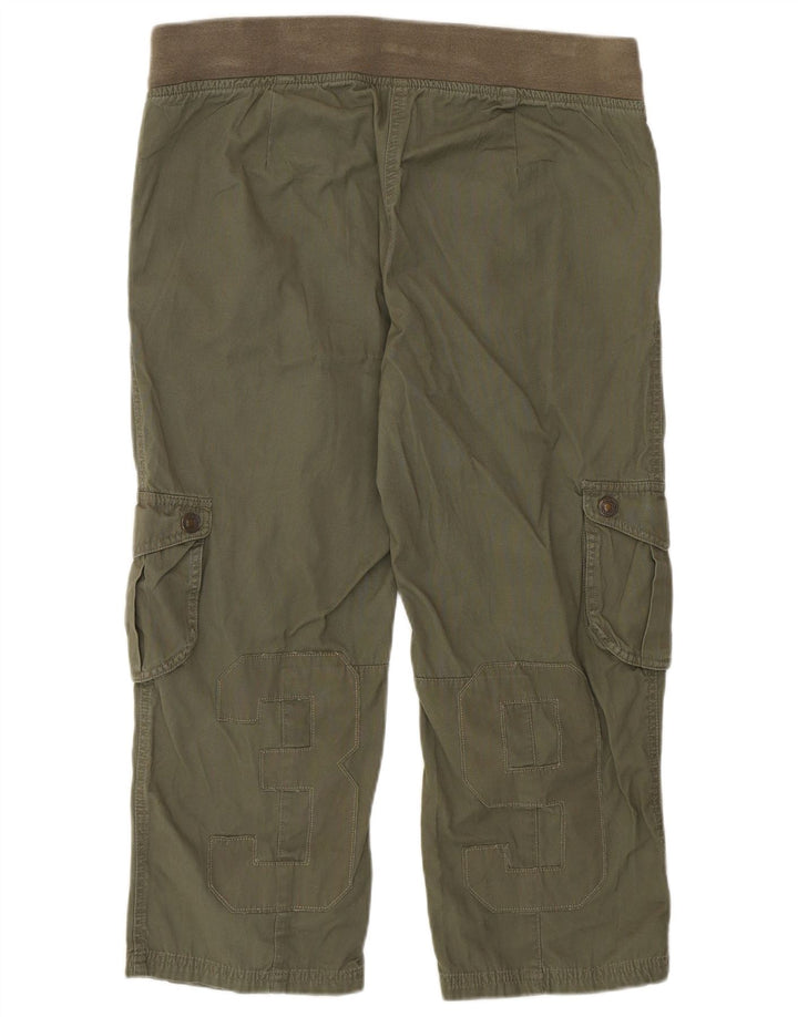 Benetton Womens Graphic Cargo Capri Trousers W36 L22 Khaki