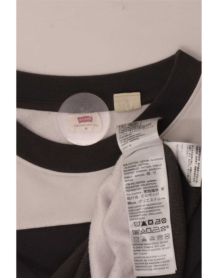 Levi's Womens Oversized Crop Sweatshirt Jumper UK 14 Medium Black Striped
