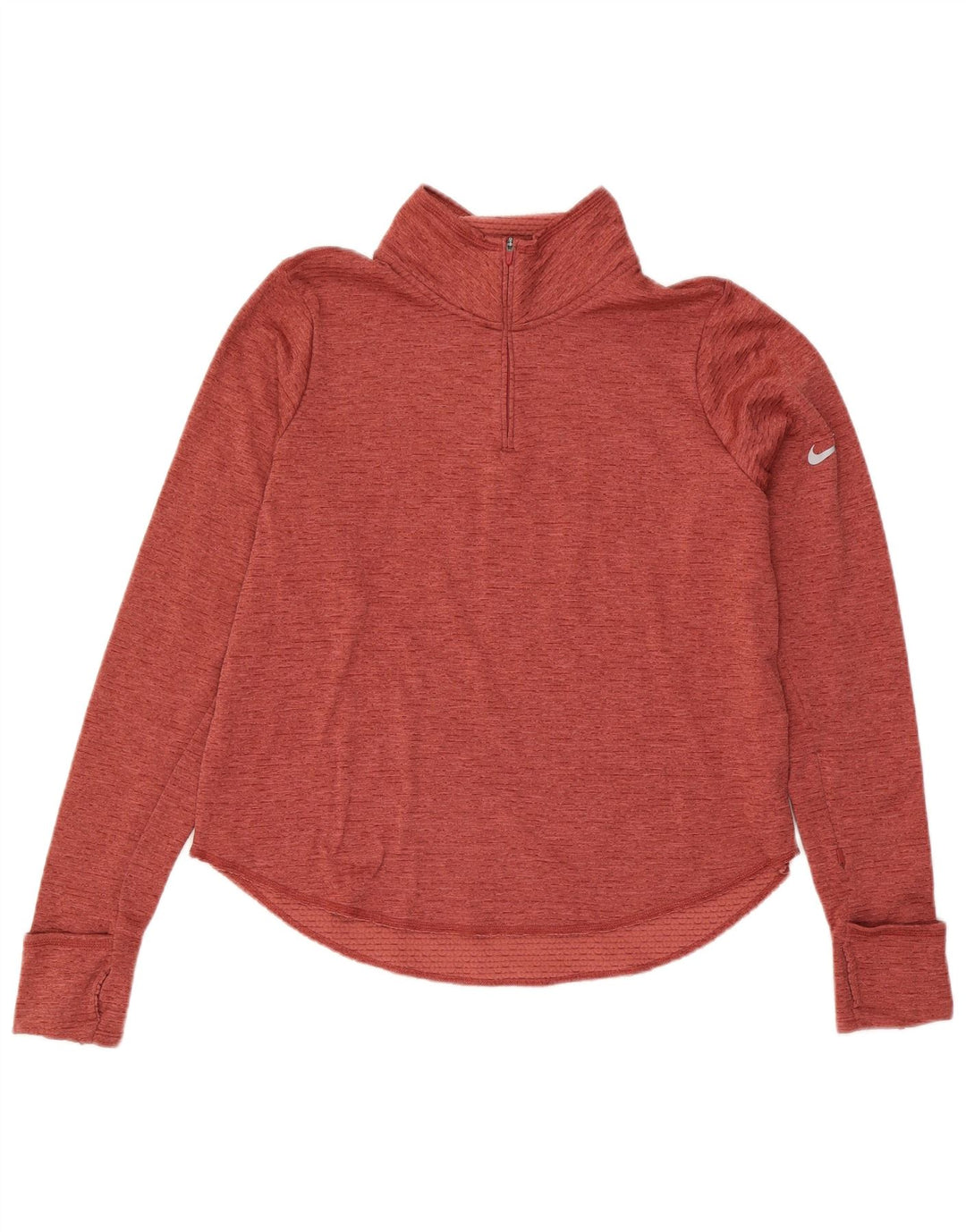 Nike Dri Fit Zip Neck Pull Survêtement Top UK 16 Grand Rouge Moucheté