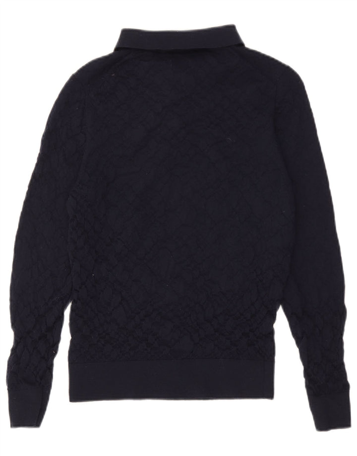 Massimo Dutti Mens Polo Neck Jumper Sweater Medium Navy Blue Wool