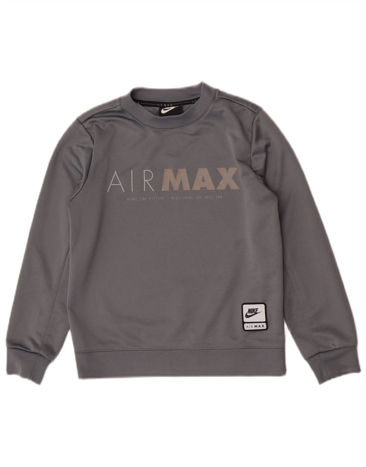 Nike Boys Graphic Sweatshirt Jumper 8-9 Years Small  Grey Polyester