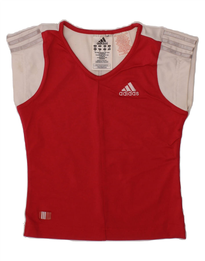ADIDAS Girls T-Shirt Top 7-8 Years Red Polyamide Vintage Adidas and Second-Hand Adidas from Messina Hembry 