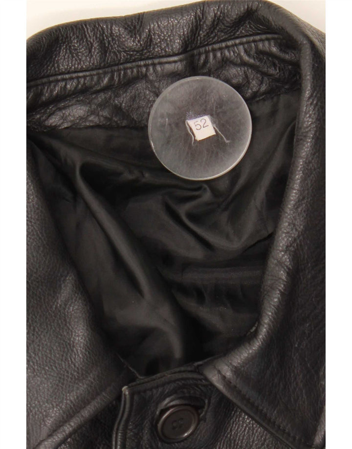 Vintage Mens Leather Jacket IT 52 XL Black Leather