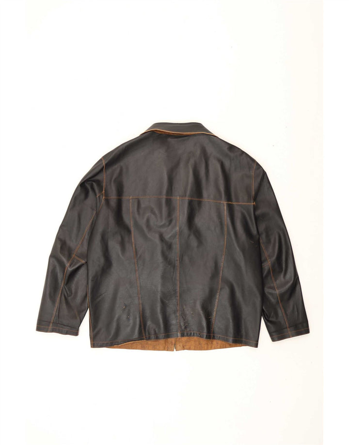veste en cuir réversible homme vintage EU 56 3XL Marron