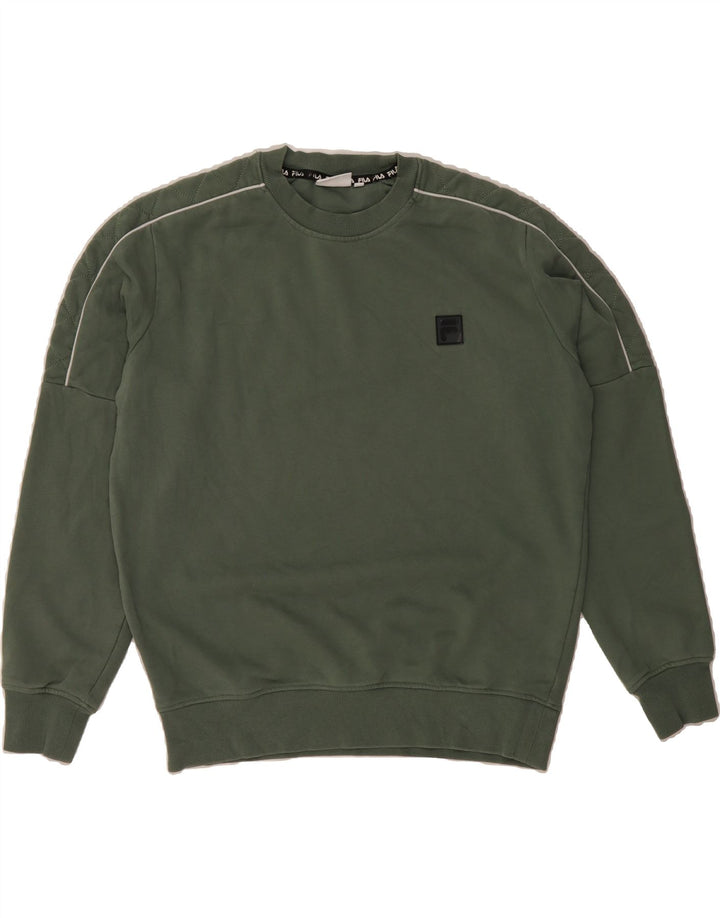 FILA Mens Sweatshirt Jumper Small Green Cotton Vintage Fila and Second-Hand Fila from Messina Hembry 