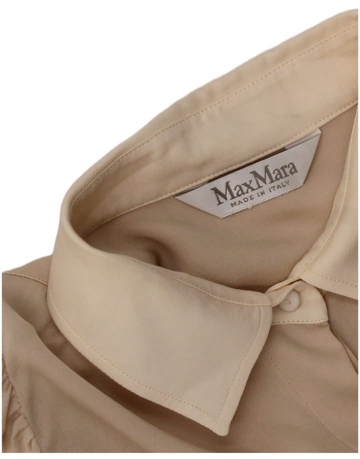 Max Mara Womens Shirt Blouse UK 10 Small Beige Colourblock