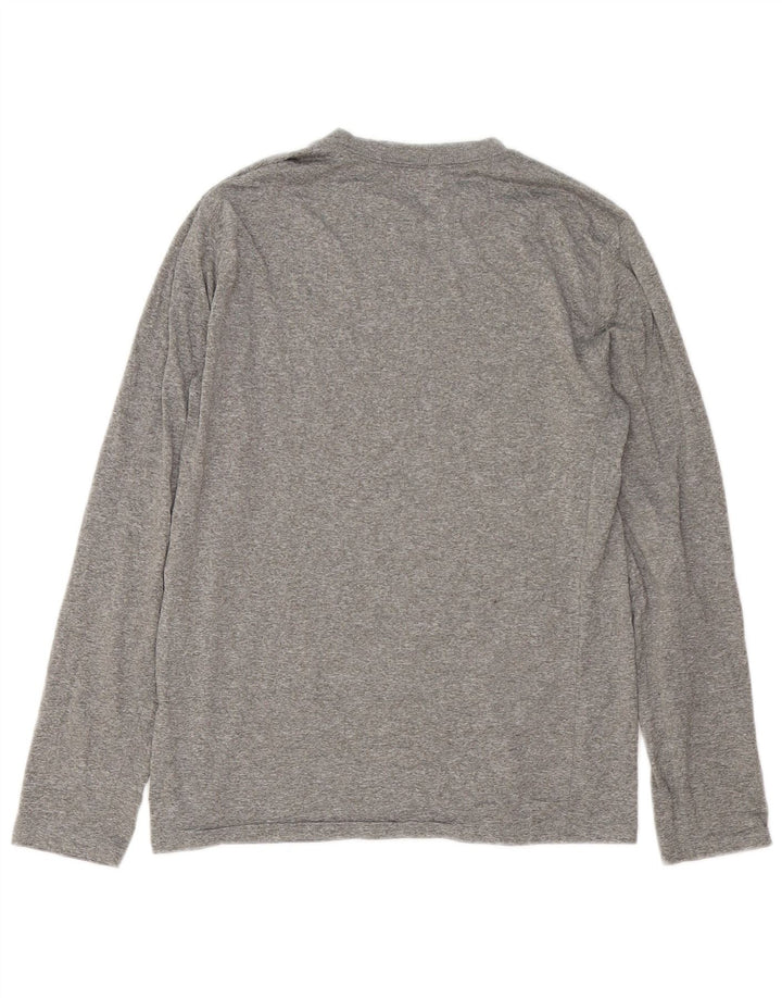 Nike Womens Graphic Top Long Sleeve UK 12 Medium Grey Flecked Polyester