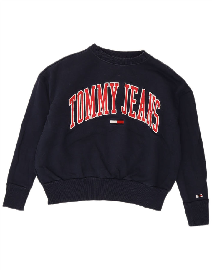 Tommy Hilfiger Womens Oversized Sweatshirt Jumper UK 10 Small Navy Blue