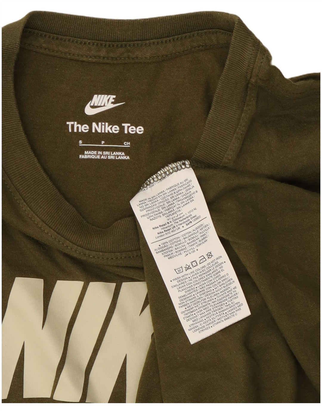 Nike Mens Graphic T-Shirt Top Small Khaki Cotton