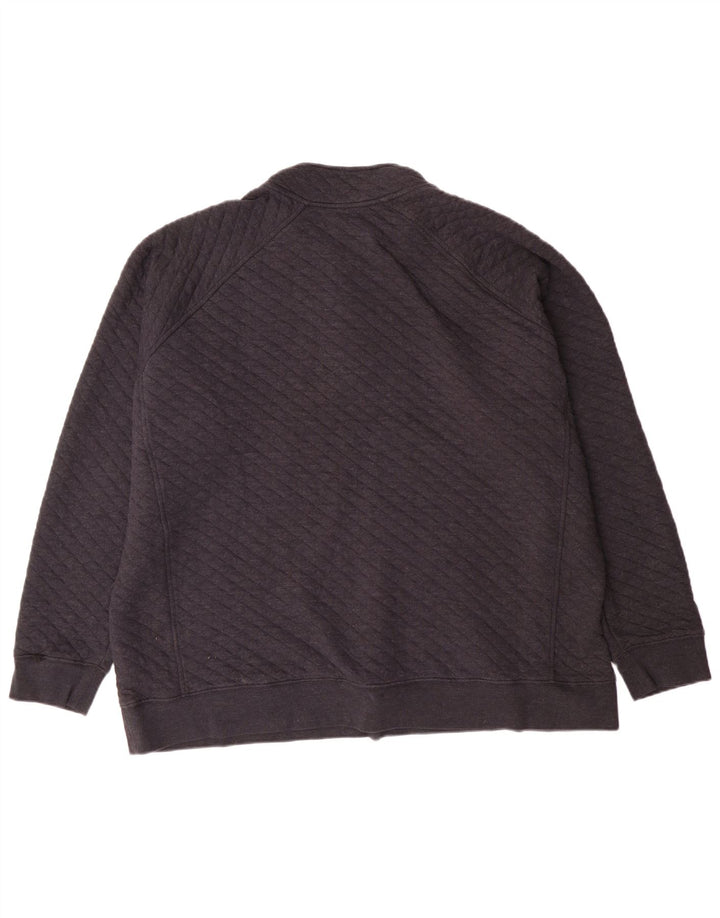 Eddie Bauer Mens Button Neck Sweatshirt Jumper 2XL Grey Geometric Cotton