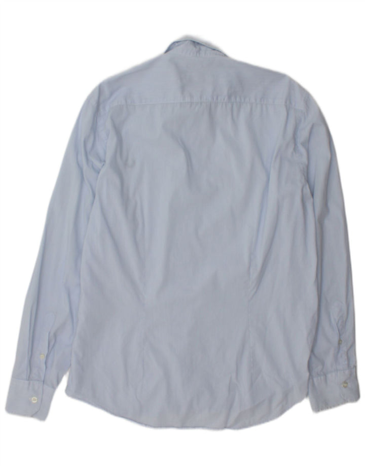 Fred Perry Mens Slim Fit Shirt Large Blue Pinstripe Cotton