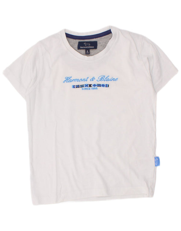 Harmont & Blaine Boys Graphic T-Shirt Top 5-6 ετών λευκό βαμβακερό