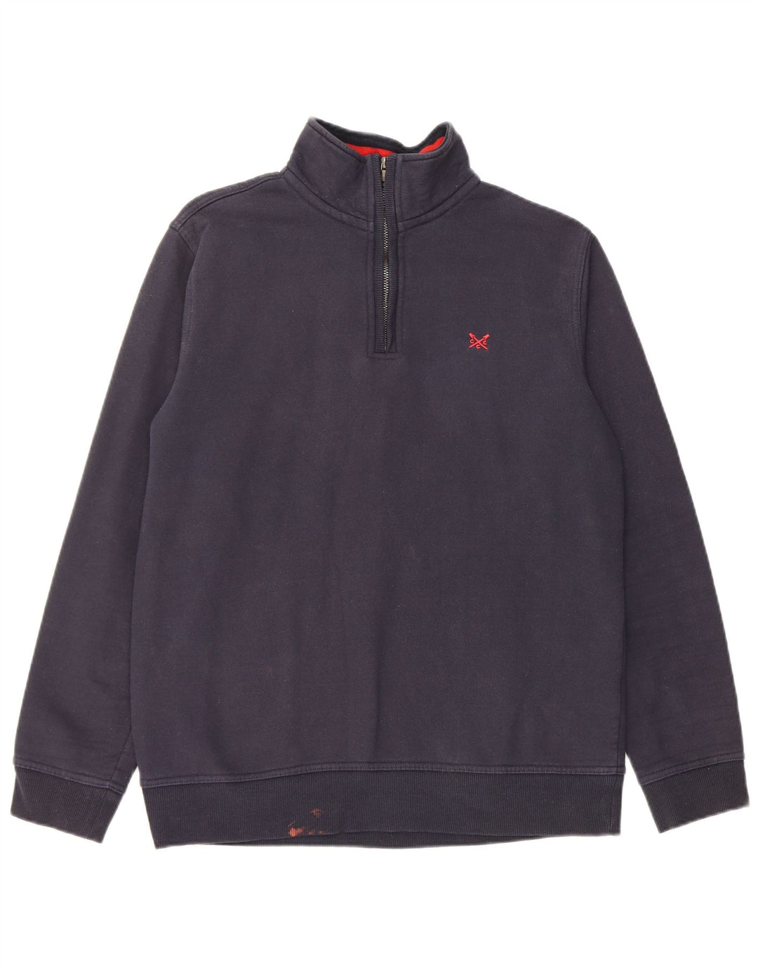 Crew Clothing Mens Zip Neck Sweatshirt Jumper Medium Navy Blue Cotton