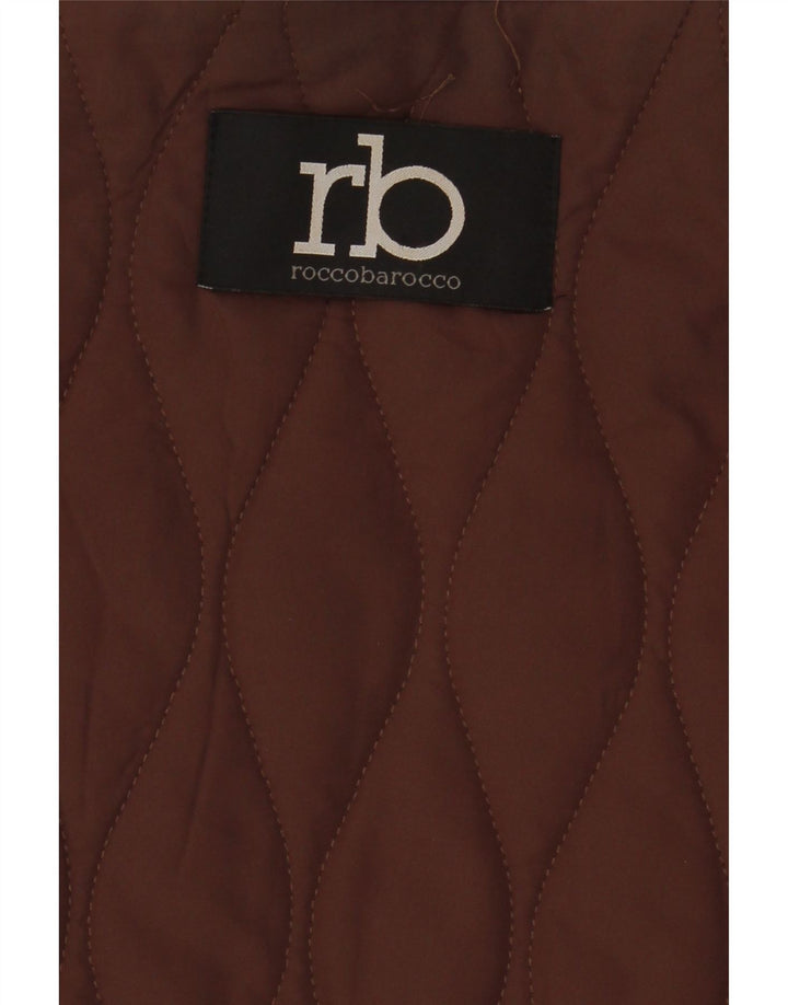 Roccobarocco Dame Crop Quiltet Jakke UK 14 Medium Brun