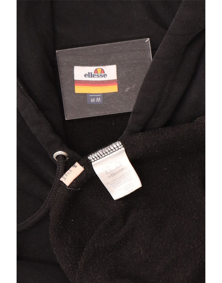 ELLESSE Mens Graphic Hoodie Jumper Medium Black Cotton