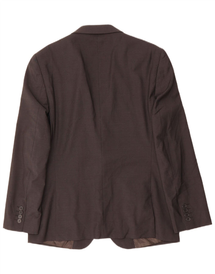 Dkny Herren Slim Fit 2-Knopf-Blazerjacke UK 40 Große braune Wolle