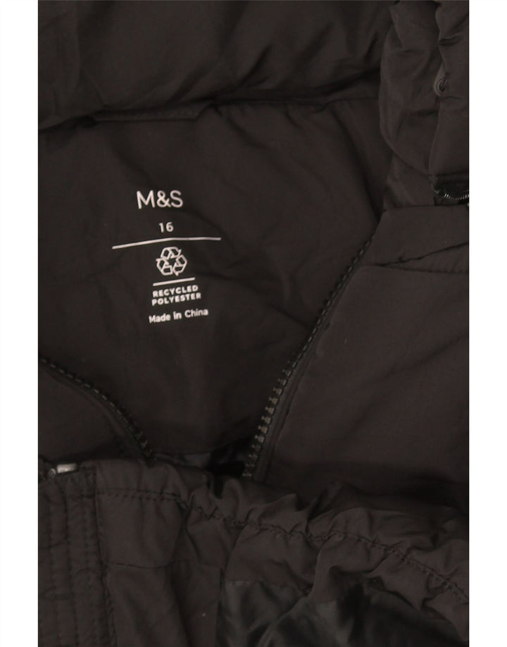 Jachetă căptușită cu glugă pentru femei Marks & Spencer UK 16 Poliester negru mare