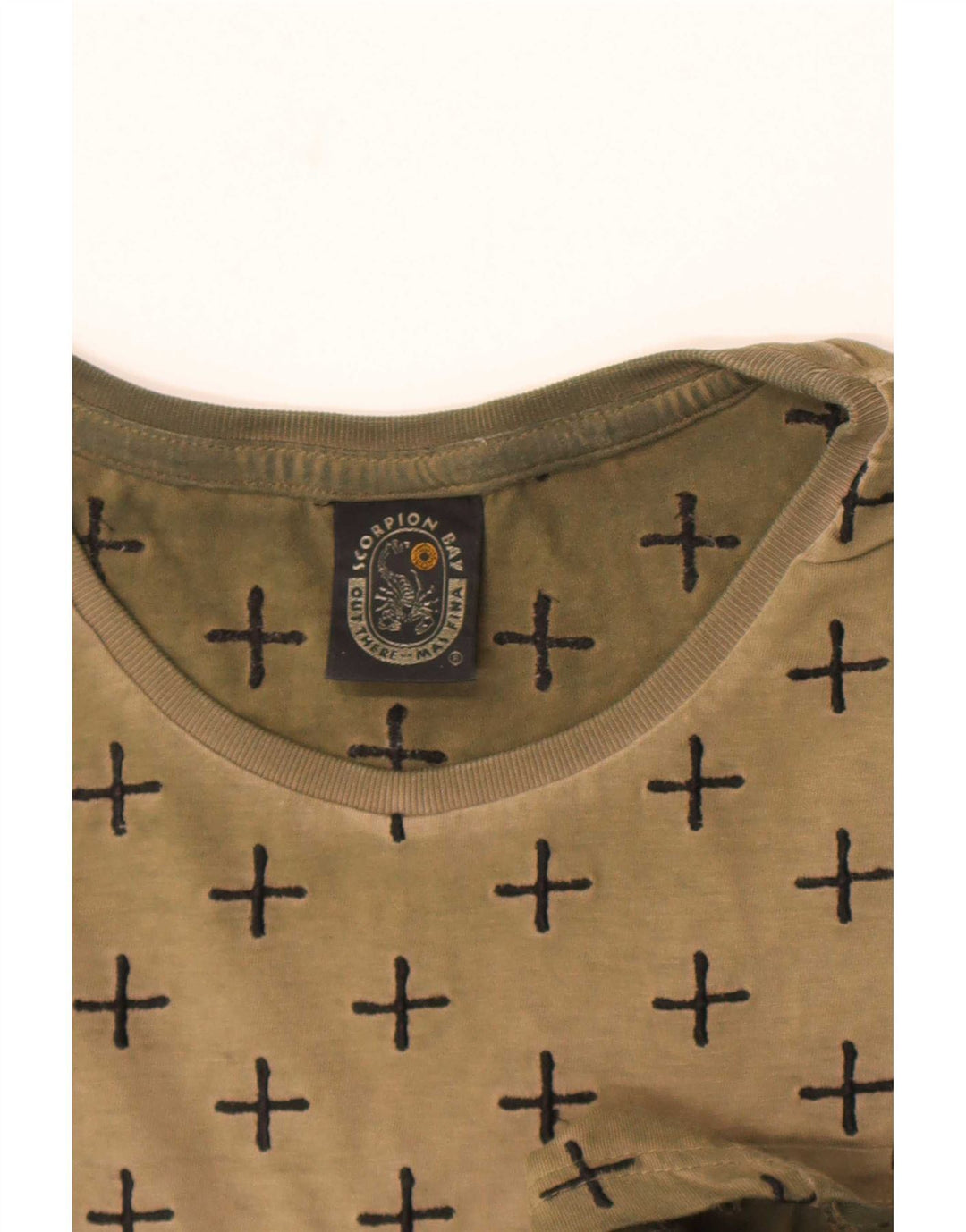 Scorpion Bay Mens Abstract Pattern T-Shirt Top Medium Khaki Cotton