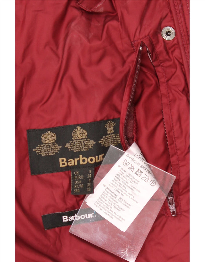 BARBOUR Womens Hooded Padded Jacket UK 8 Small  Red Polyamide Vintage Barbour and Second-Hand Barbour from Messina Hembry 
