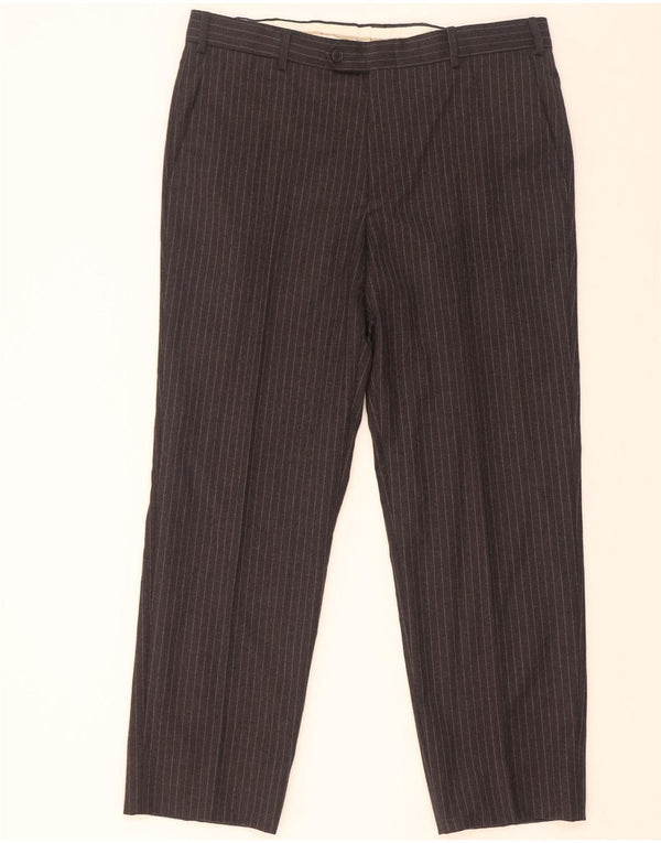 Pantaloni da abito dritti da uomo Cerruti 1881 W37 L30 Gessato marrone