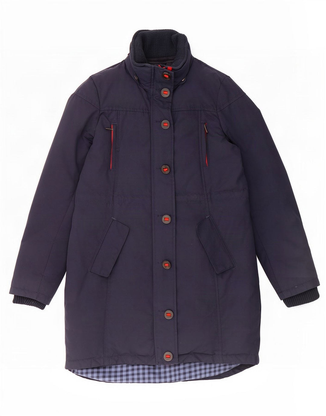 Fat Face Womens Padded Coat UK 10 Small Navy Blue Nylon