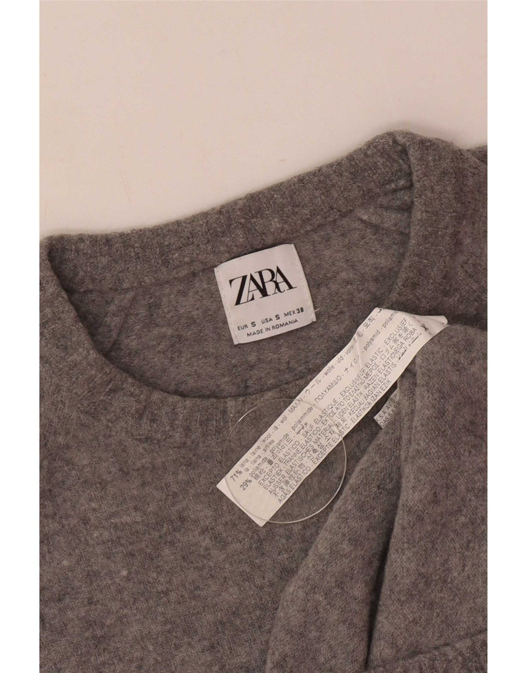Maglione Zara da uomo con scollo a barca piccolo in lana grigia