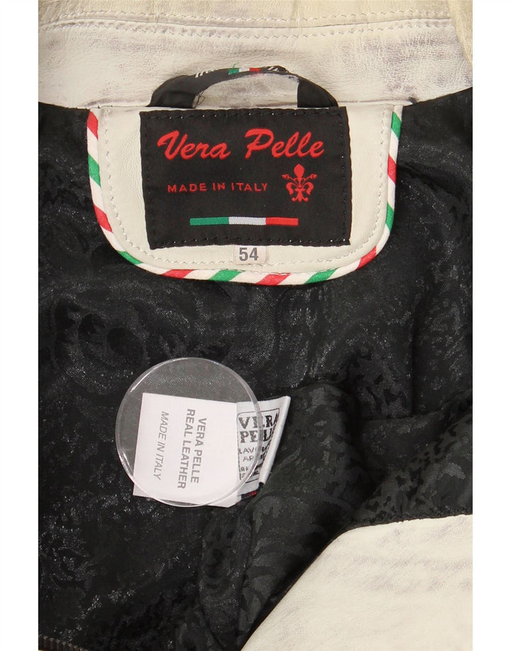 Vintage Womens Leather Jacket UK 16 Large Off White
