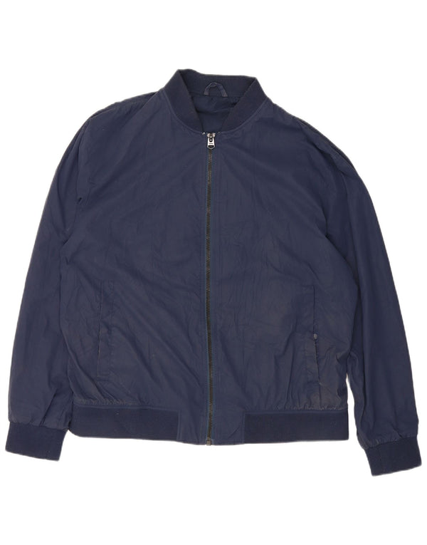 Zara Hombre Cazadora Bomber UK 42 XL Azul Marino Poliéster