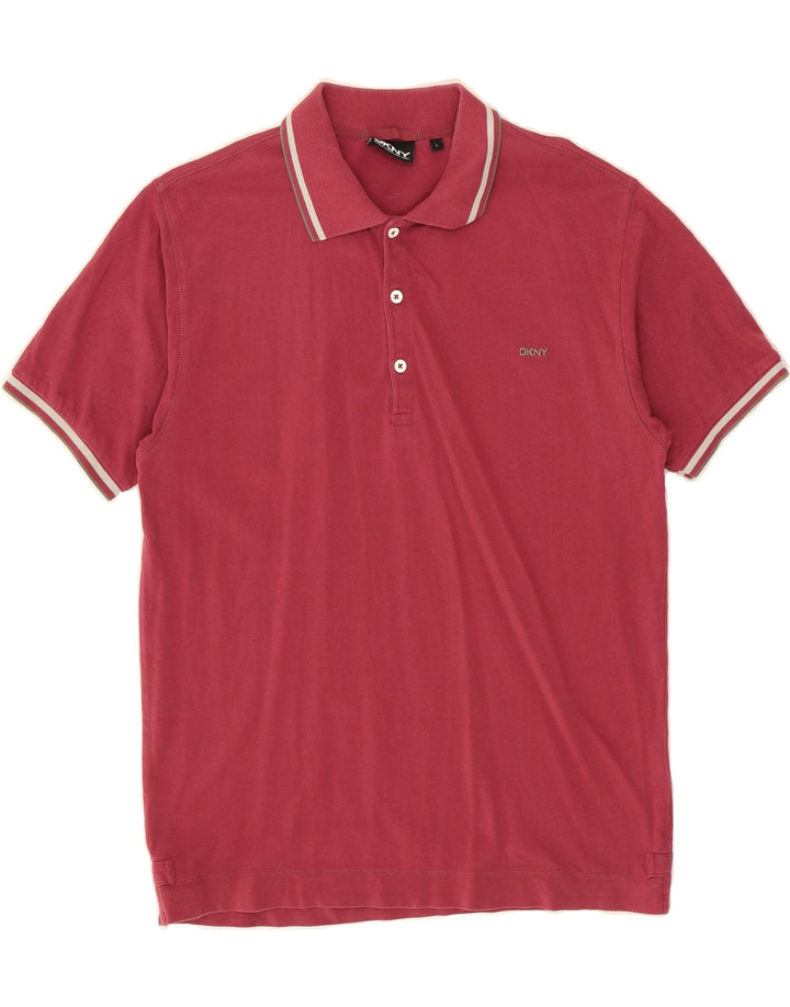 DKNY Mens Polo Shirt Large Burgundy Cotton Vintage Dkny and Second-Hand Dkny from Messina Hembry 