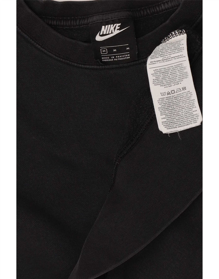 Nike Womens Crop Oversized Sweatshirt Jumper UK 14 Medium Black Cotton