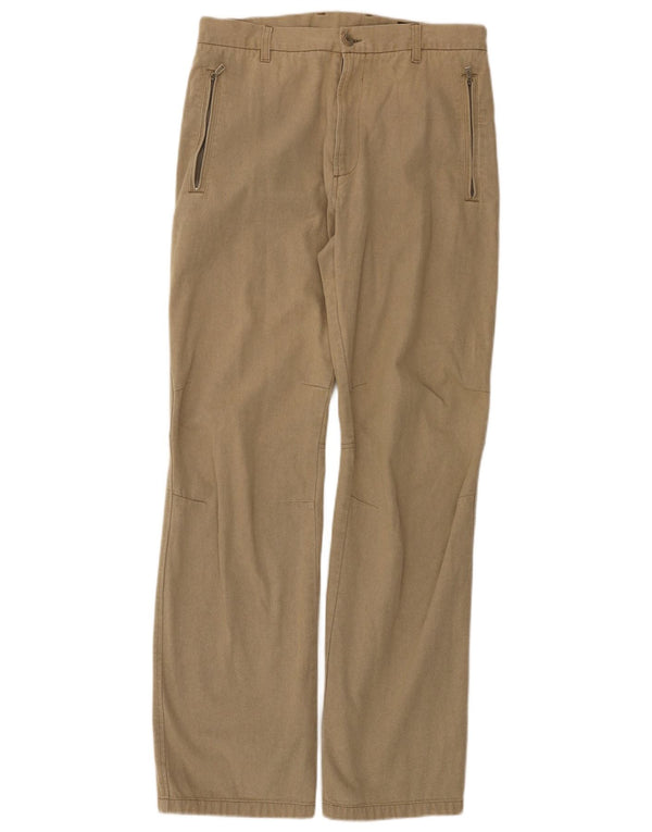 Gas Mens Straight Chino Trousers W33 L32 Beige Cotton