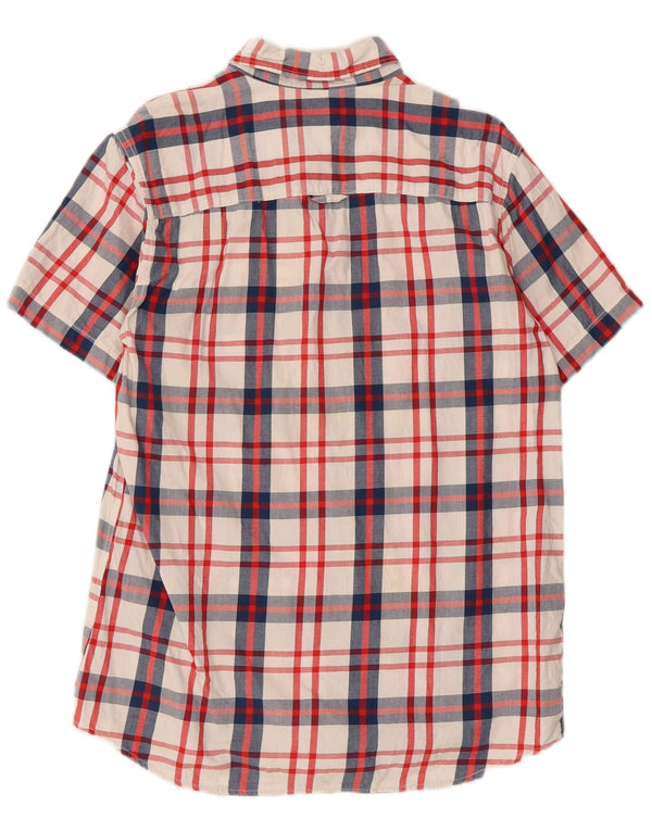Jack & Jones Mens Short Sleeve Shirt Large White Check Cotton