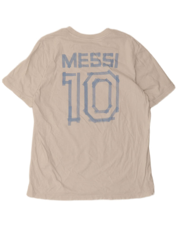 Adidas Mens MESSI Graphic T-Shirt Top Large White Cotton