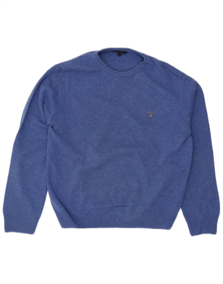 Gant Mens Crew Neck Jumper Sweater Large Blue Wool