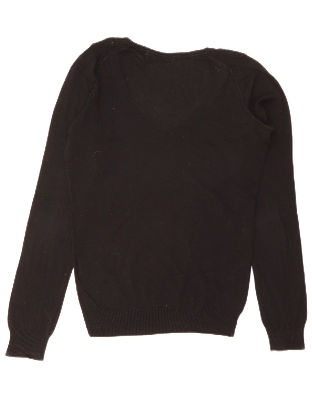 Massimo Dutti Womens V-Neck Jumper Sweater UK 10 Small Black