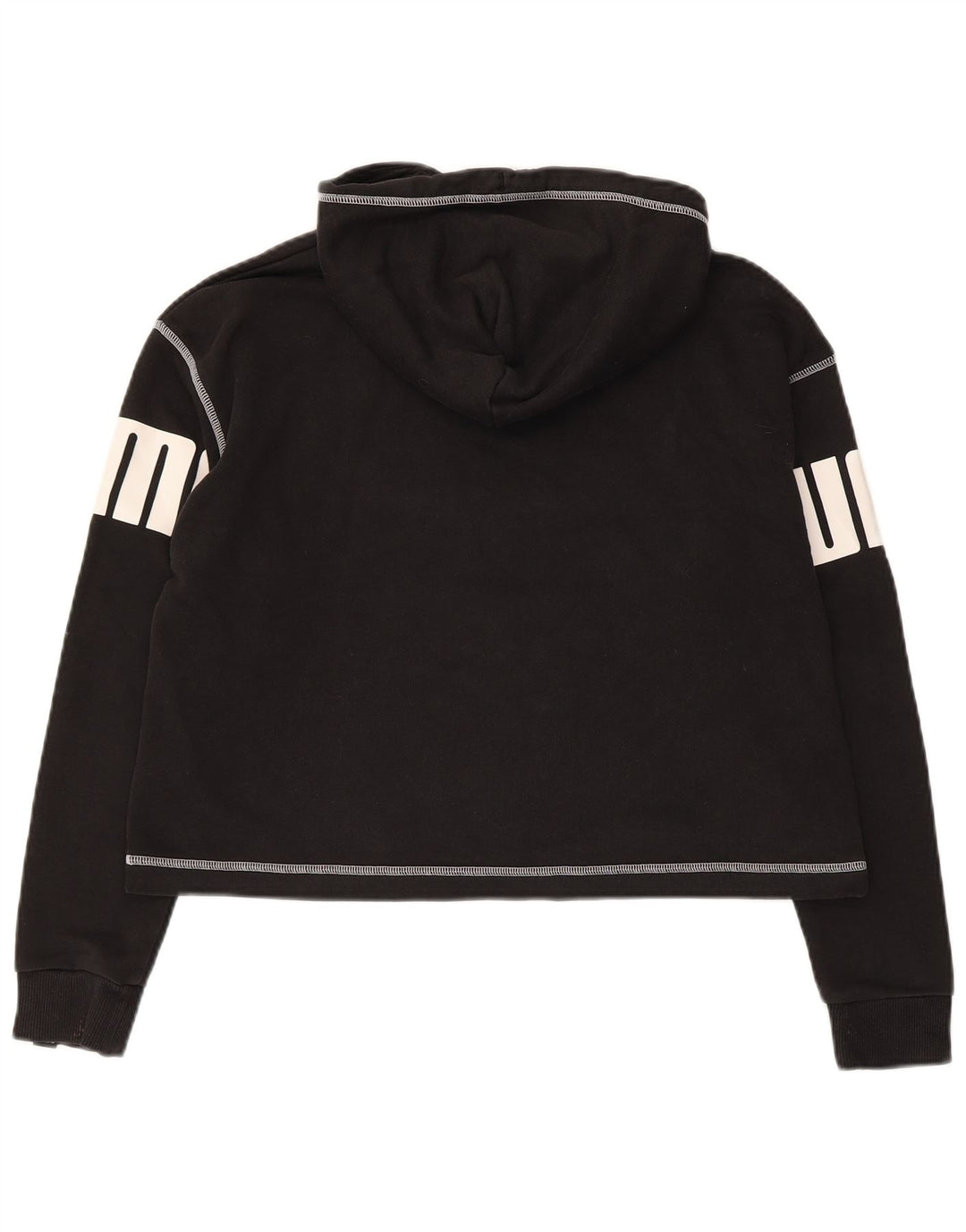 Puma Womens Graphic Oversized Hoodie Jumper UK 10 Small Black