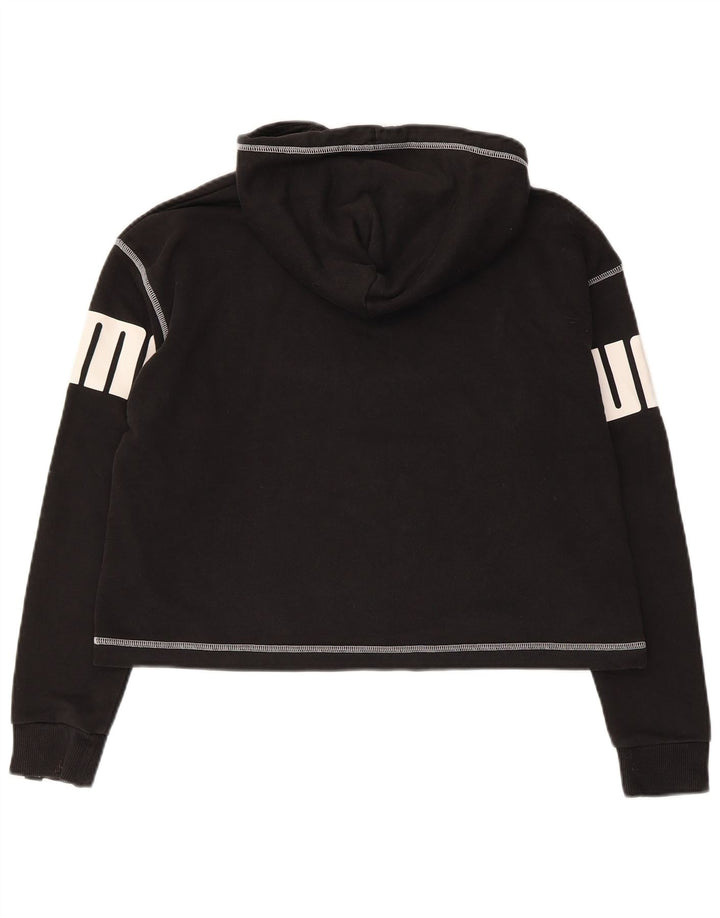 Puma Womens Graphic Oversized Hoodie Jumper UK 10 Small Black