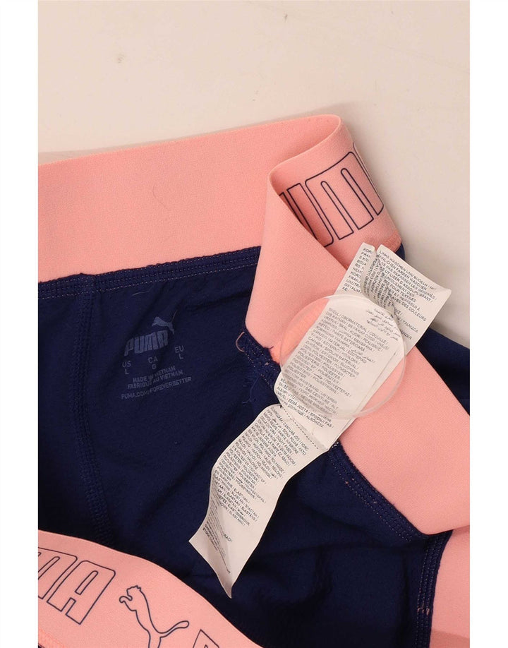 Puma Womens Graphic Sport Shorts Large Blue Colourblock Polyester