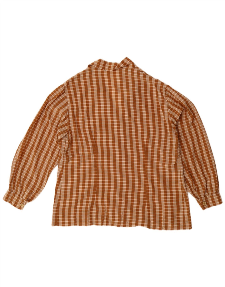 Vintage Womens Shirt Blouse UK 14 Large Brown Check