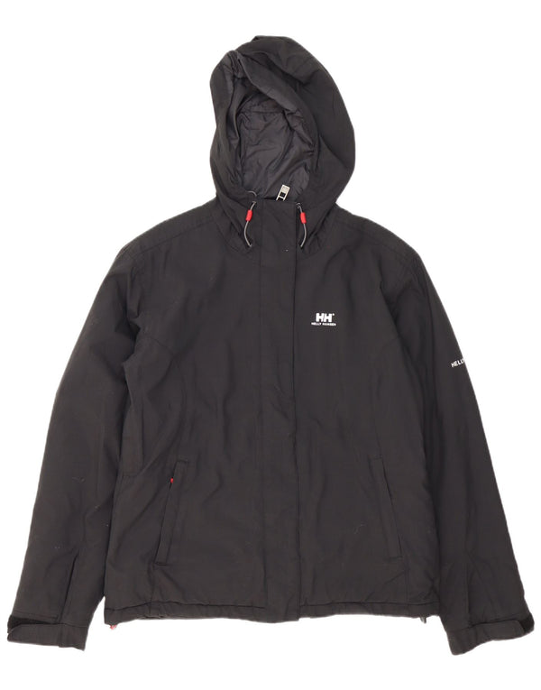 Helly Hansen Dame Hooded Windbreaker Jacket UK 14 Medium Black