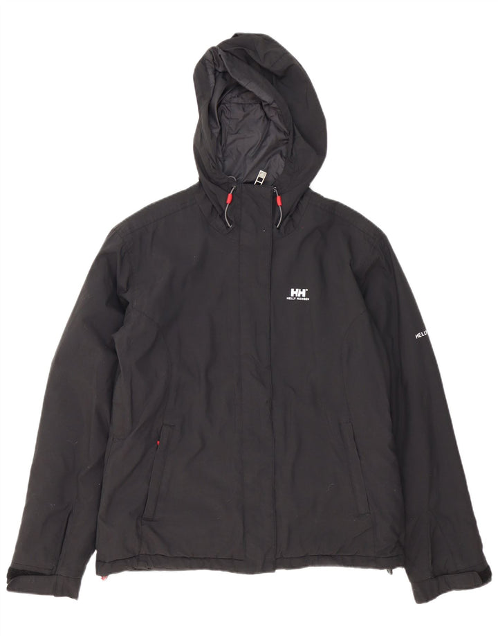 Helly Hansen Dame Hooded Windbreaker Jacket UK 14 Medium Black