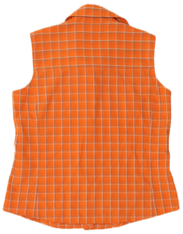 Jack Wolfskin Chemise de voyage sans manches pour femme UK 14/16 Grand carreaux orange