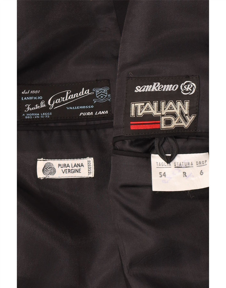 Giacca blazer a 1 bottone da uomo San Remo IT 54 2XL Classica in lana vergine nera