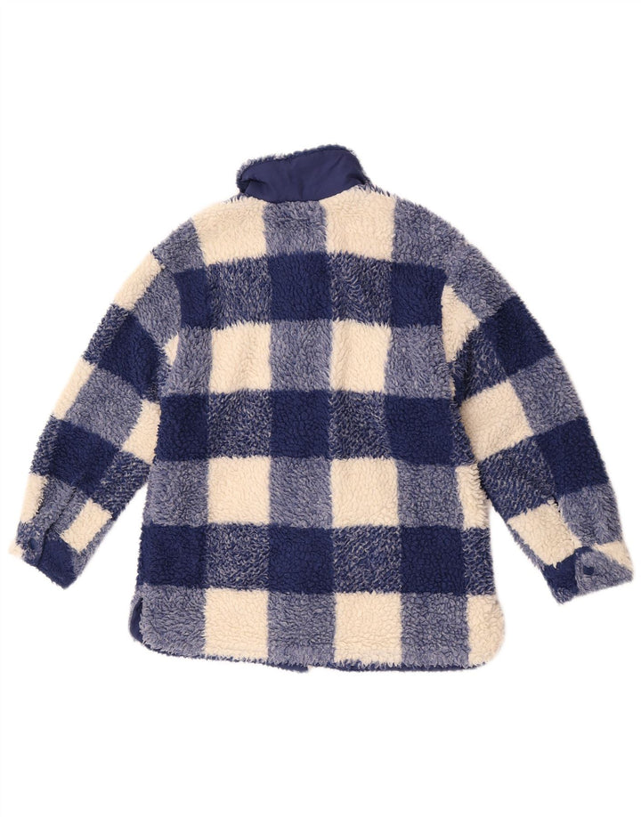 Zara Fleecejacke für Mädchen, 11–12 Jahre, blaues Gingham-Polyester
