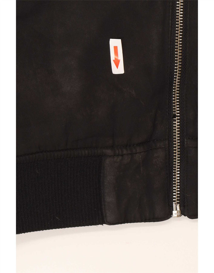 Zara Γυναικείο Sherpa Bomber Jacket UK 14 Medium Black Polyester