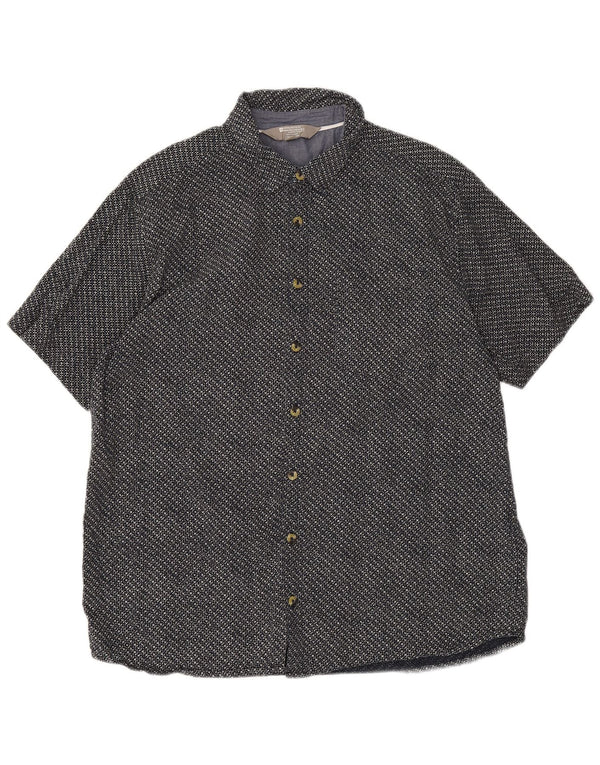 Mountain Warehouse Herren-Kurzarmhemd XL aus marineblauer, geometrischer Baumwolle